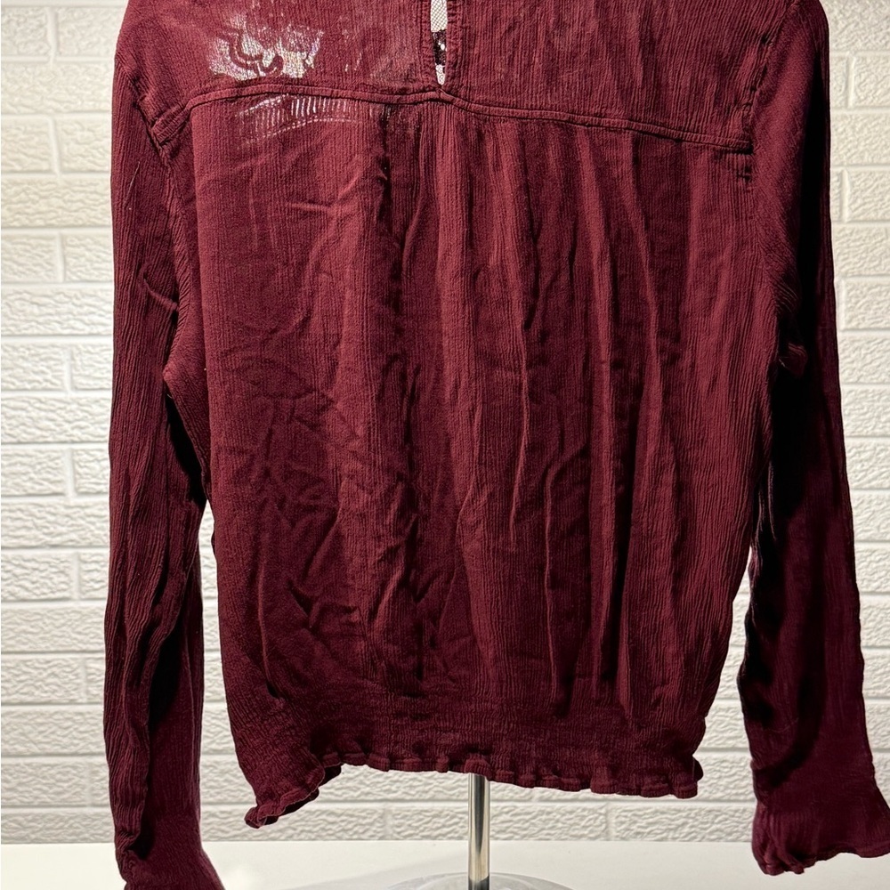 American Rag Red Ruffled Long Sleeve Blouse - Picture 2 of 3